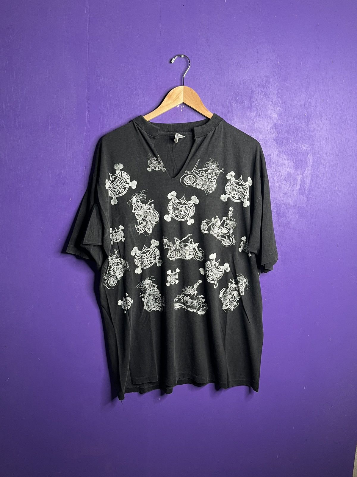 Vintage 90s Skeletons Bonercycles Biker Tee Hoodie, Sweatshirt | FlexRushtees.com