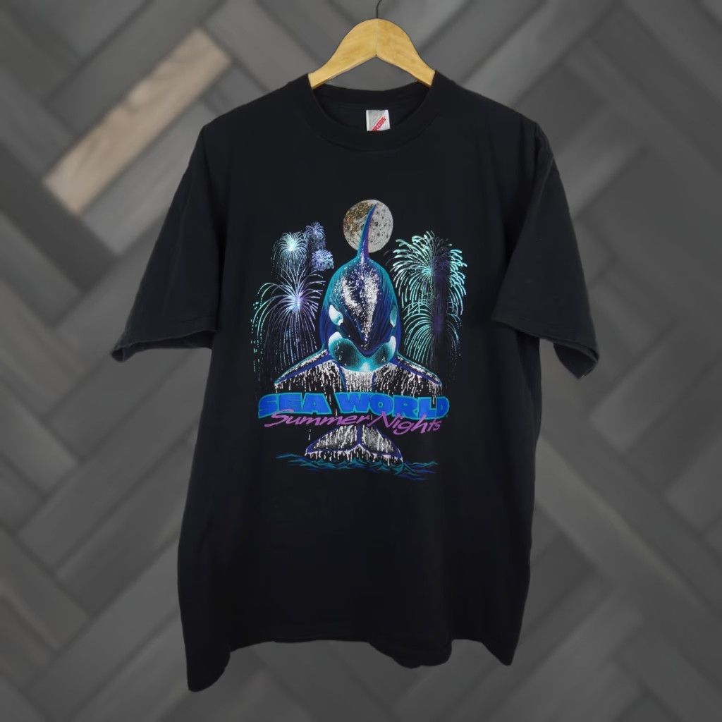 Jerzees Vintage 90s Seaworld Summer Nights Black T Shirt Made In Usa Men S Xl Jerzees Seaworld Shirt Hoodie, Sweatshirt