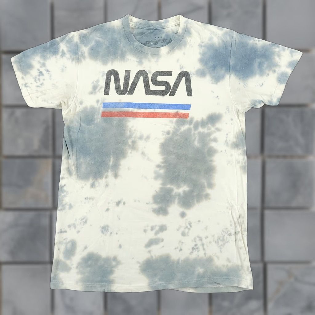 Engine Mad Engine Shirt Adult Medium Gray Nasa Logo Tie Dye Graphic Short Sleeve Mens