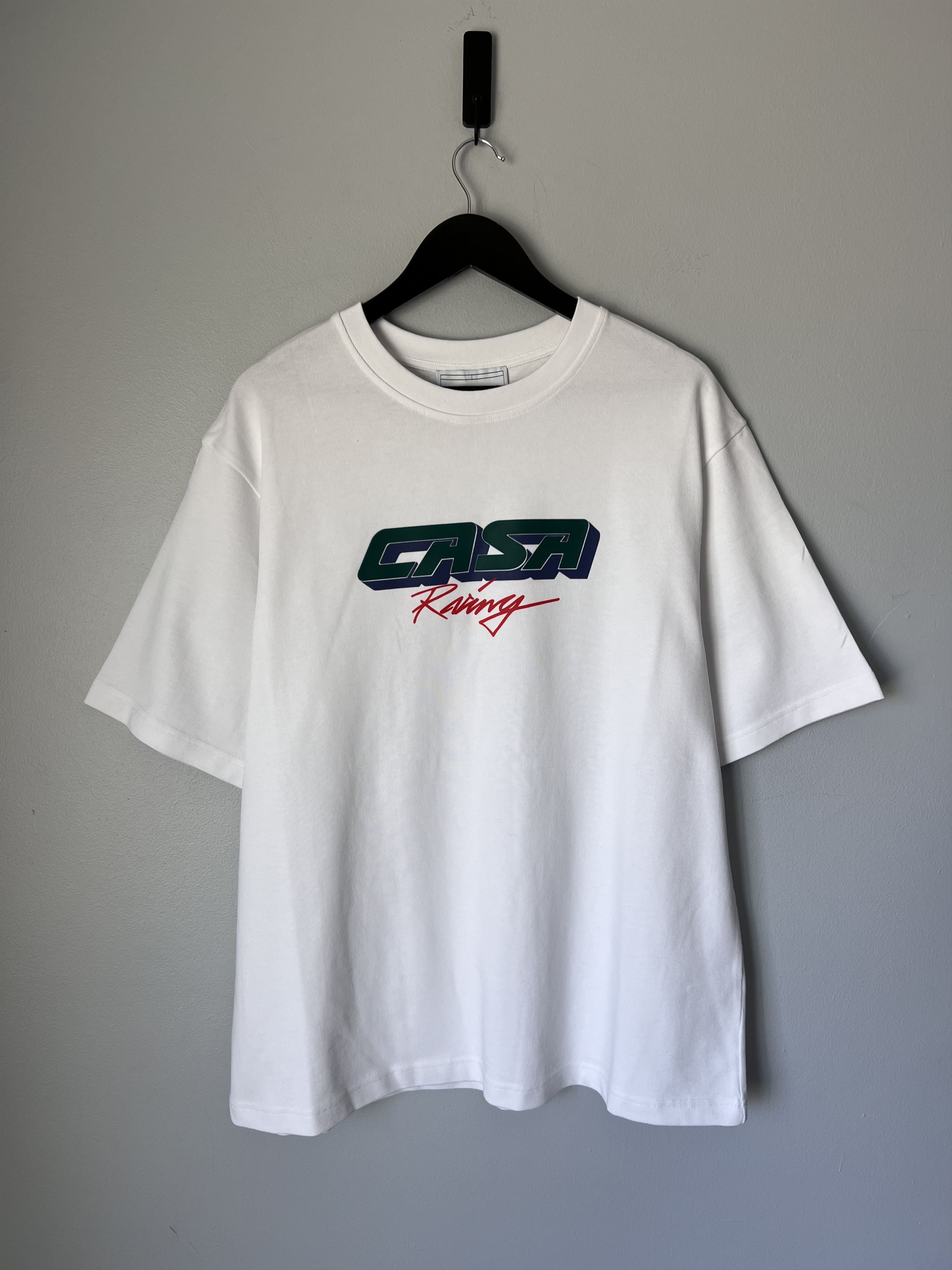 Casablanca Casa Racing 3d Printed Oversized Tee In White Hoodie, Sweatshirt | FlexRushtees.com