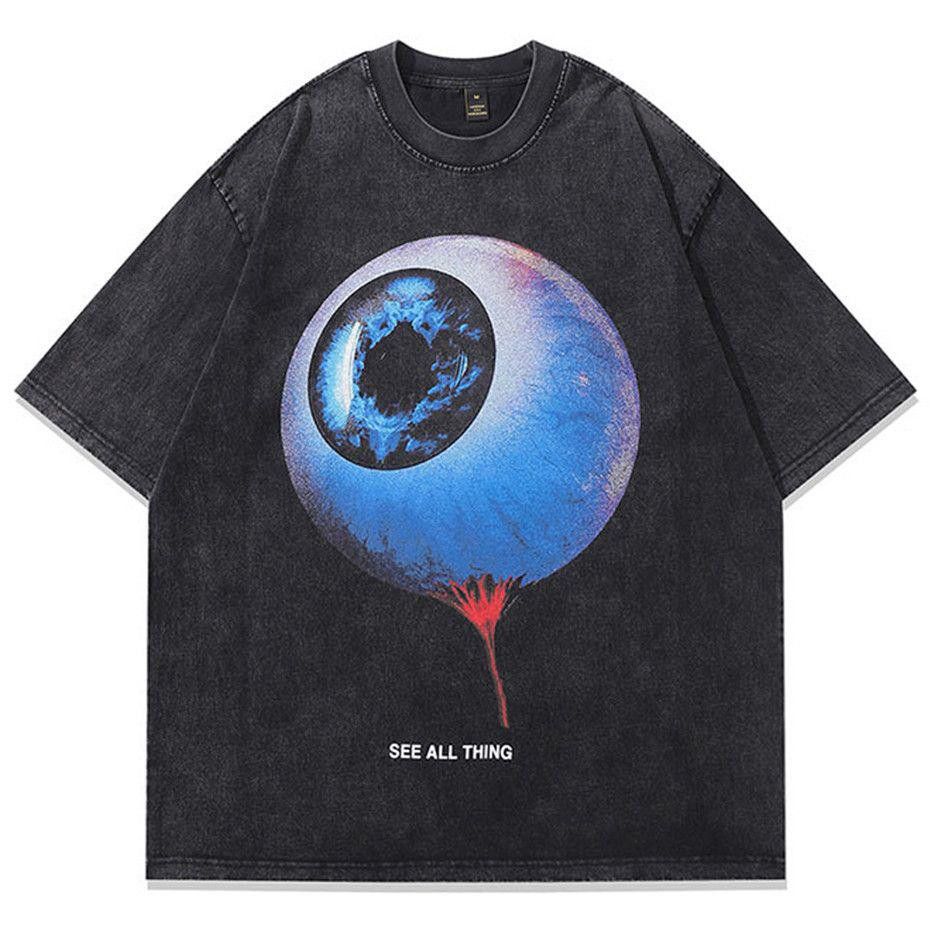 Vintage Eye Oversized Printed Bleached T Shirt Hoodie, Sweatshirt | FlexRushtees.com