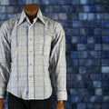 Atomic Vintage 1960s Mod Atomic Psychedelic Shirt Deadstock Mens Geometric Darwin Blue Cotton Blend