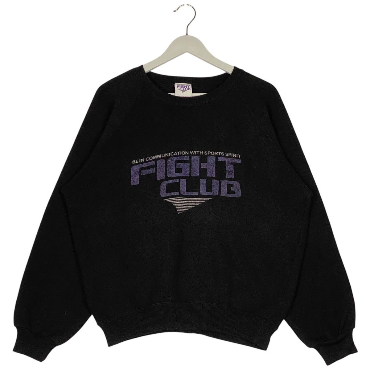Vintage Fight Club Printed Crewneck Sweatshirt Black