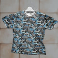Vintage Sunrise Kingdom T Shirt Men Large Blue Leaf Print Zebra Leopard Tropical
