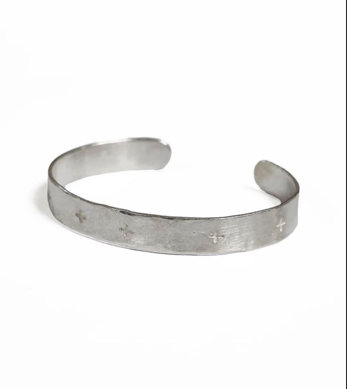 Ma M A Cross Carved Silver Bracelet M