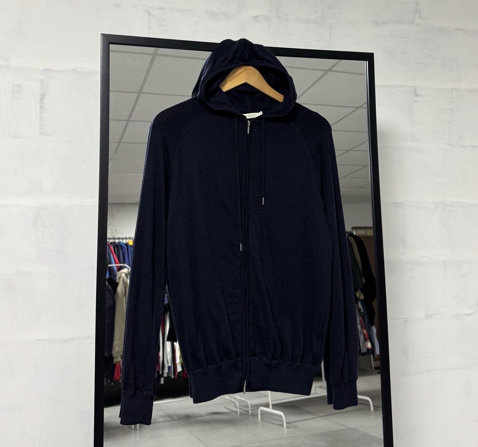 Suitsupply Merino Wool Full Zip Navy Hoodie