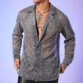 Vintage Sexy Transparent Mesh Men Shirt Spring Party Hoodie, Sweatshirt | FlexRushtees.com