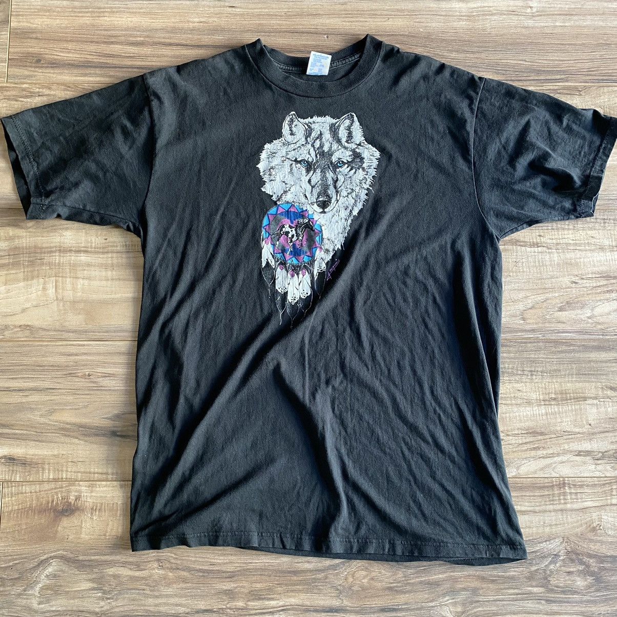 Vintage Wolf Shirt Aztec Nature Wild Life