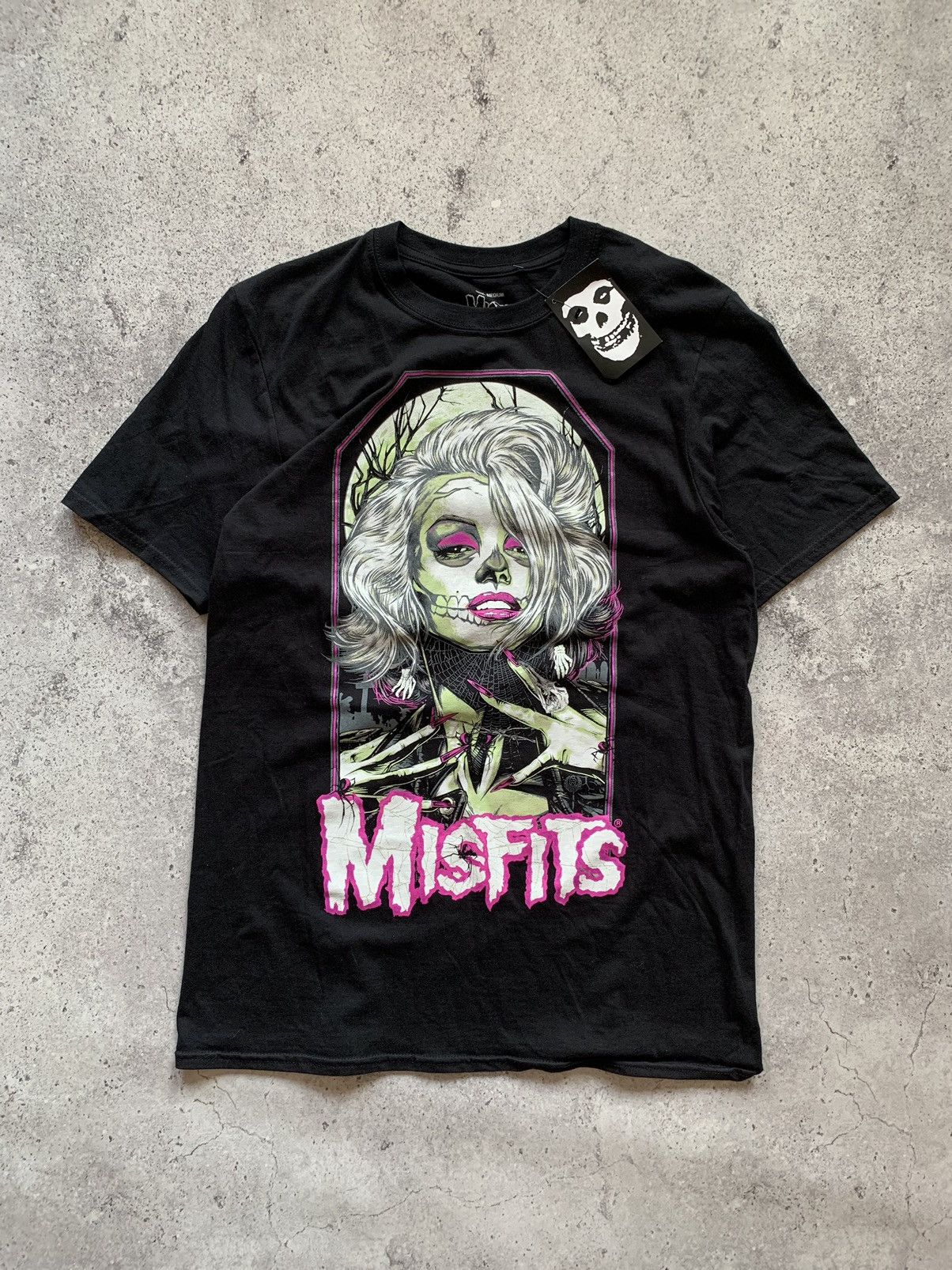 Nwt Misfits Zombie Girl Logo Black T Shirt Big Logo Y2k Hoodie, Sweatshirt | FlexRushtees.com
