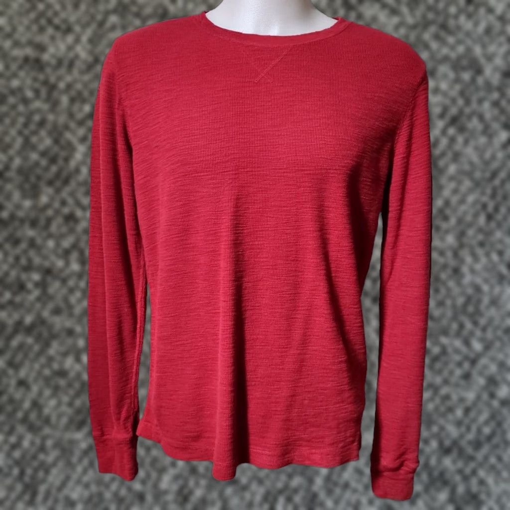 Vintage Arizona Jean Co Men S Shirt Long Sleeve Thermal Crew Neck Waffle Maroon Cotton Fall