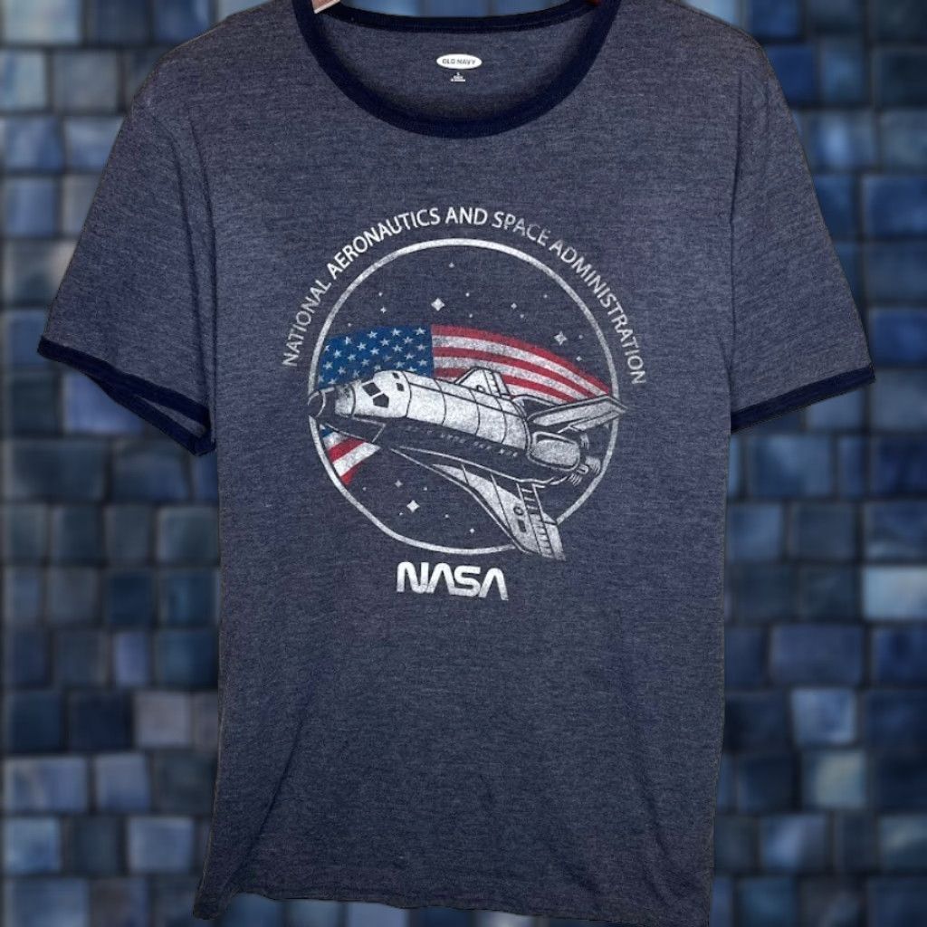 Navy Vintage Old Navy Nasa Space Shuttle Graphic T Shirt Men S Large Gray Cotton Retro Space 90s