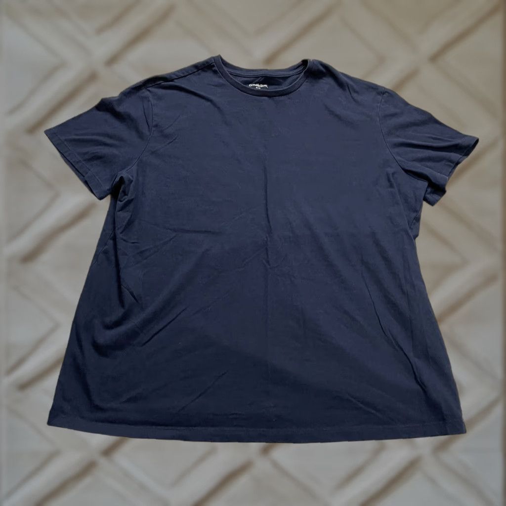 Vintage Goodfellow T Shirt Shirt Mens Xl Navy Blue Solid Crew Neck Short Sleeve Top Regular Cotton B