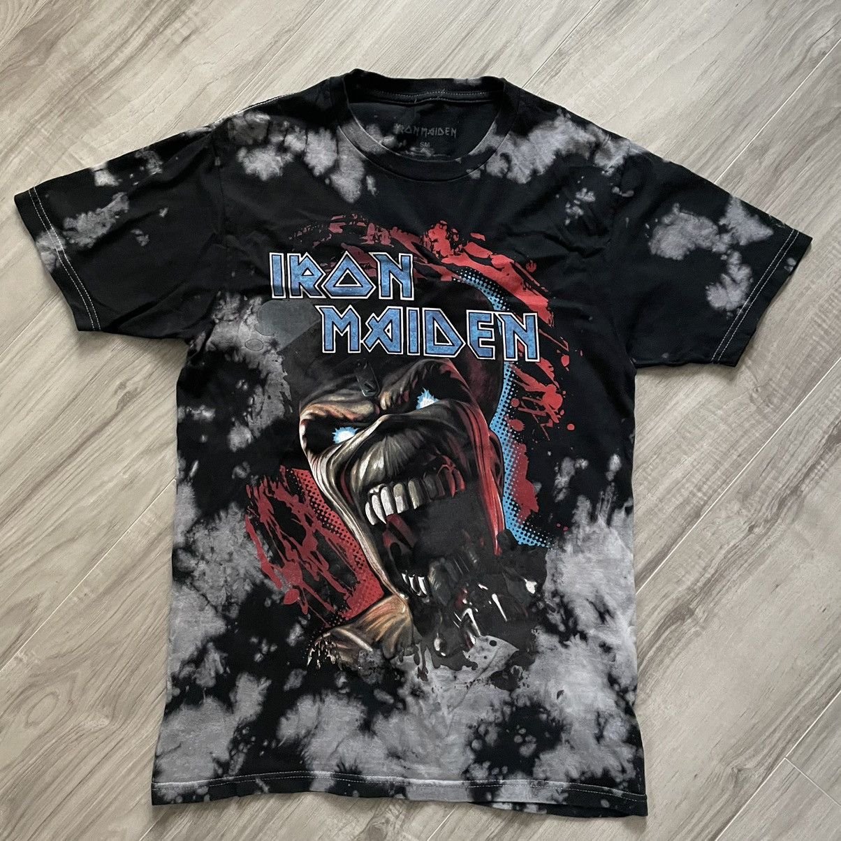 Band Tees Iron Maiden Eddie Bleach Wash T Shirt Small Hoodie, Sweatshirt | FlexRushtees.com