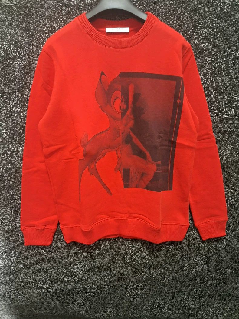 Givenchy Winter Red Deer Hooded Sweatshirt With Fleece Lin