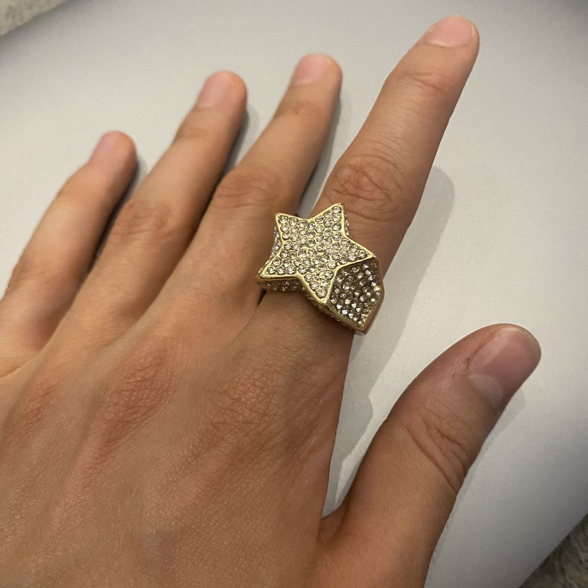 Vintage Cristal Gold Shining Very Rare Grail Ring Size 9