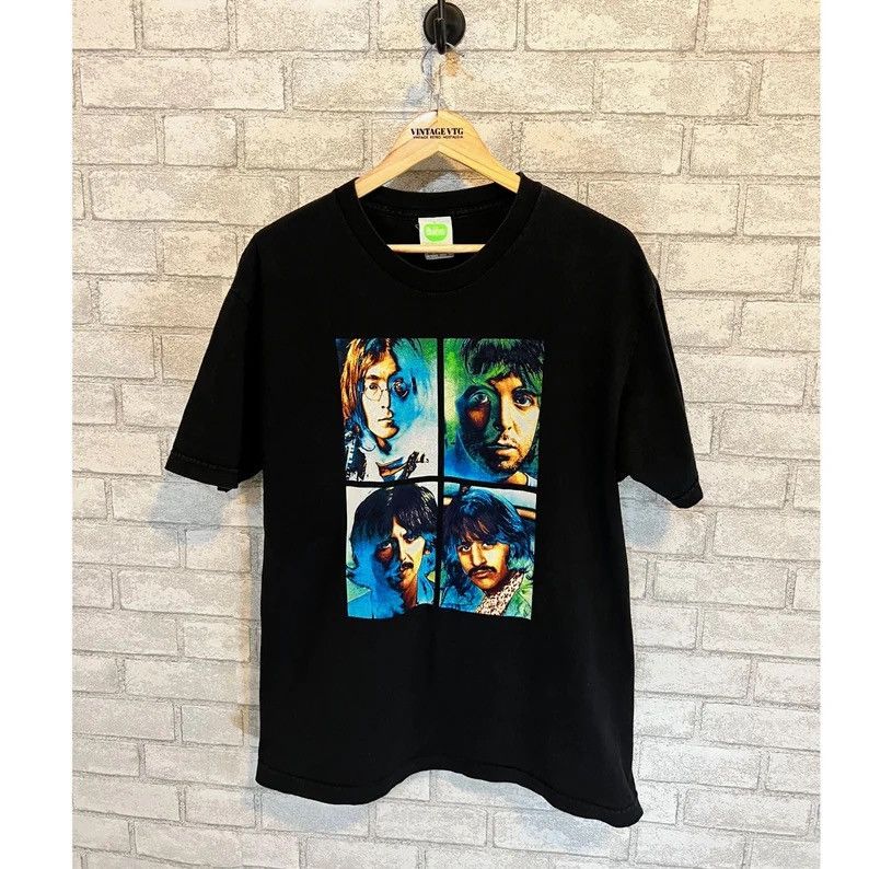 Band Tees Rare 2000s Vintage Beatles Psychedelic Faces Black T Shirt