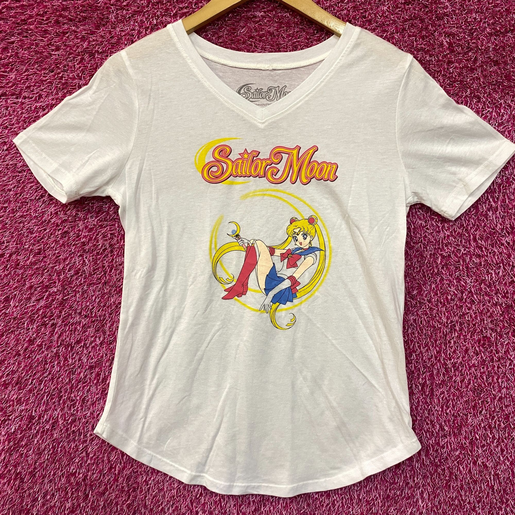 Sailor Moon Anime Graphic V Neck T Shirt Small Hoodie, Sweatshirt | FlexRushtees.com