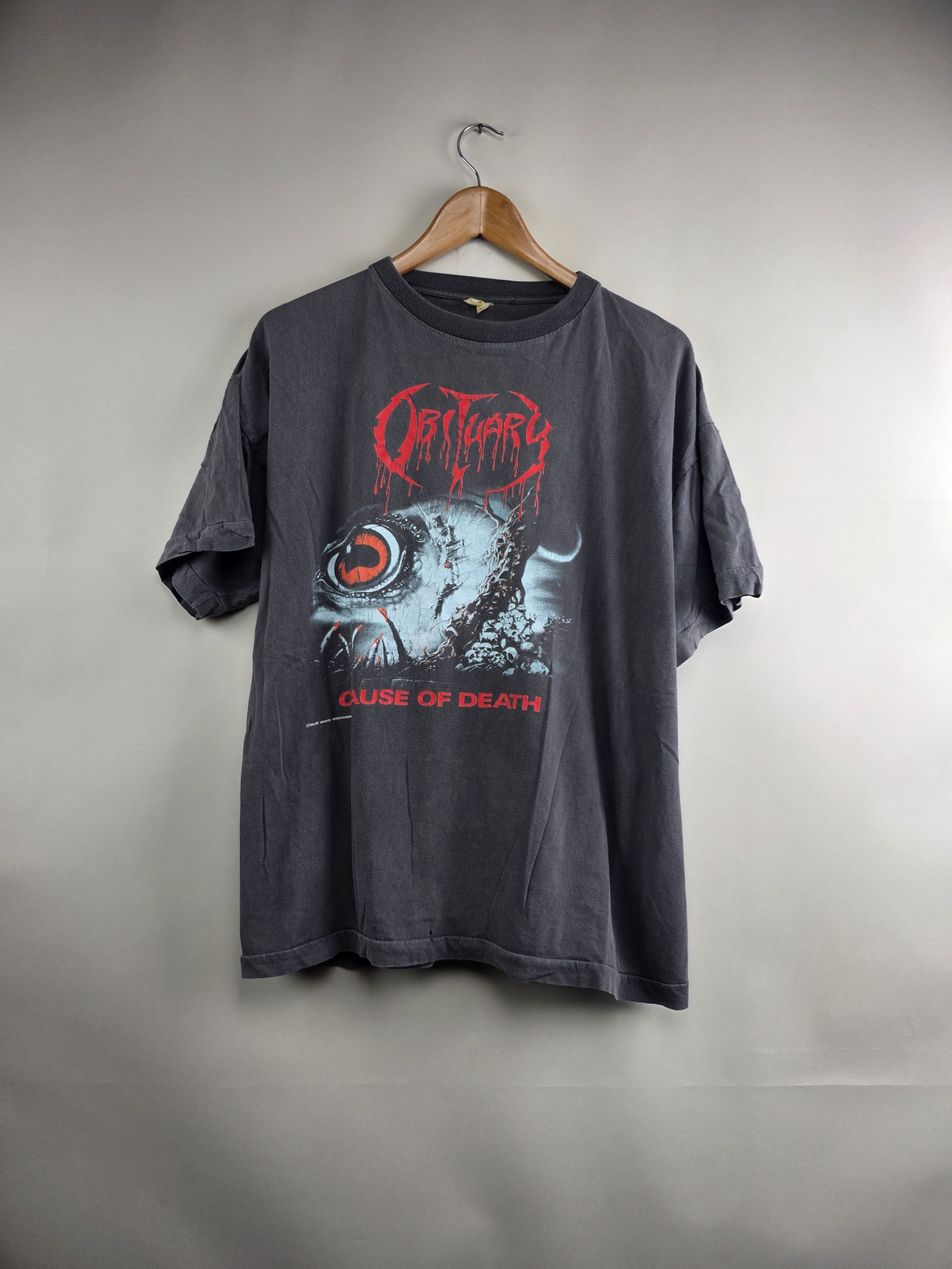 Vintage 1990 Obituary Cause Of Death Xl 23 27 5 T-Shirts, Hoodie, Sweatshirt | FlexRushtees.com