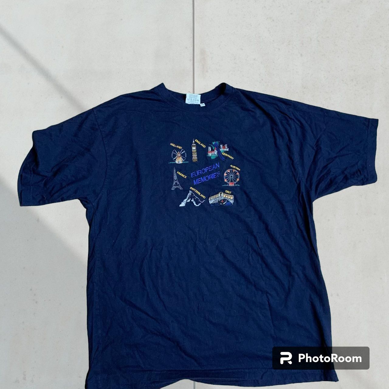 Vintage European America Embroidery Shirt Xxl Blue Hoodie, Sweatshirt | FlexRushtees.com