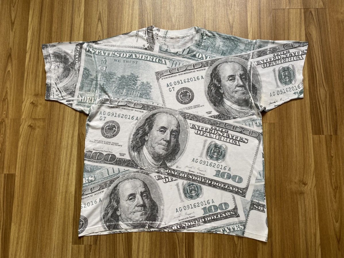 Vintage One Hundred Dollar All Over Print T Shirt Franklin Hoodie, Sweatshirt | FlexRushtees.com