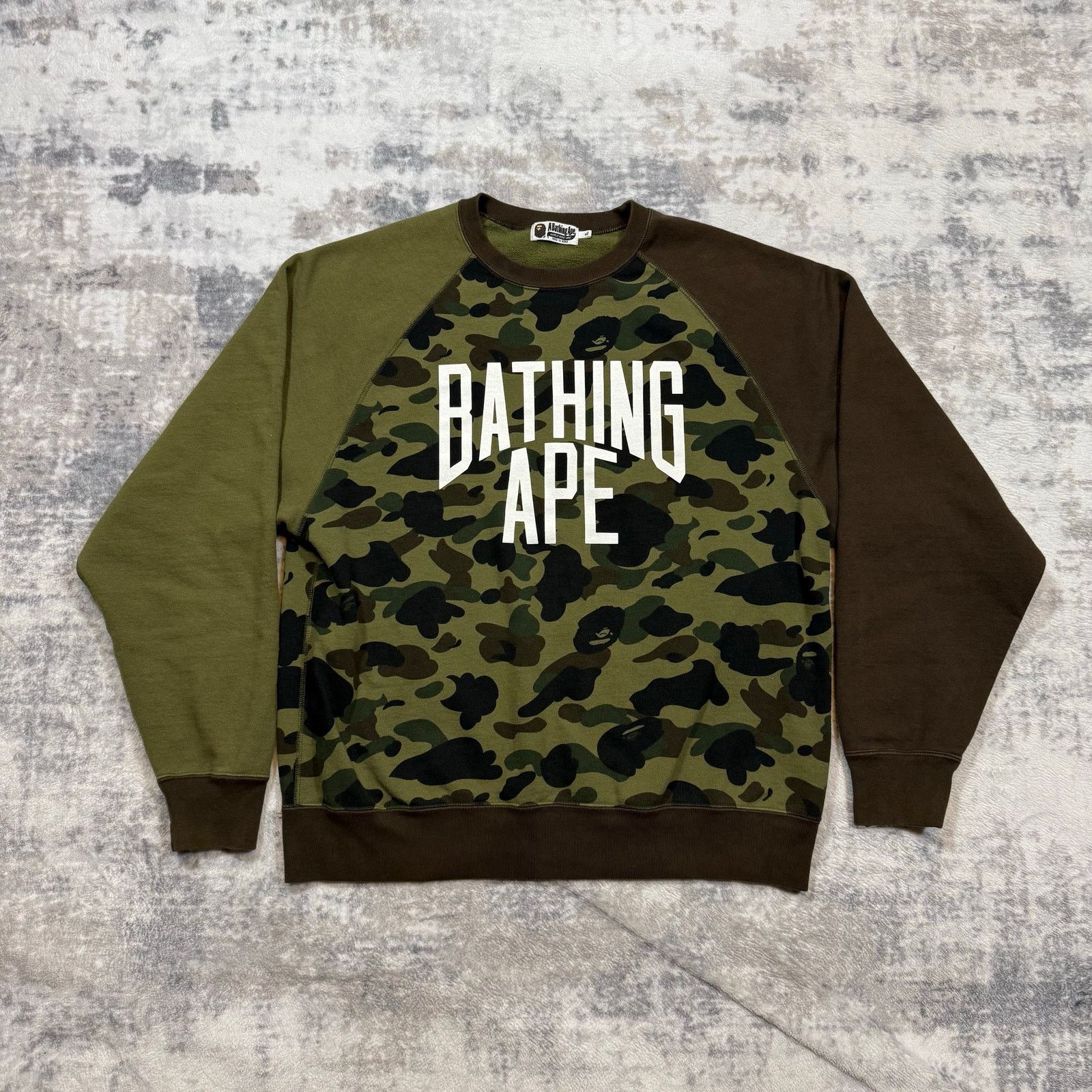Nigo Authentic Bape 2000 S Colorblock Camo Crewneck Sweatshirt Xl