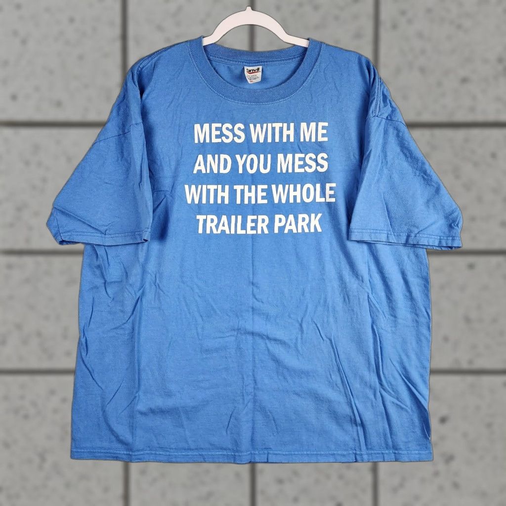 Anvil Vintage Mess With Me Trailer Park Shirt Mens Xl Blue Funny Slogan Graphic Trashy Hoodie, Sweatshirt | FlexRushtees.com