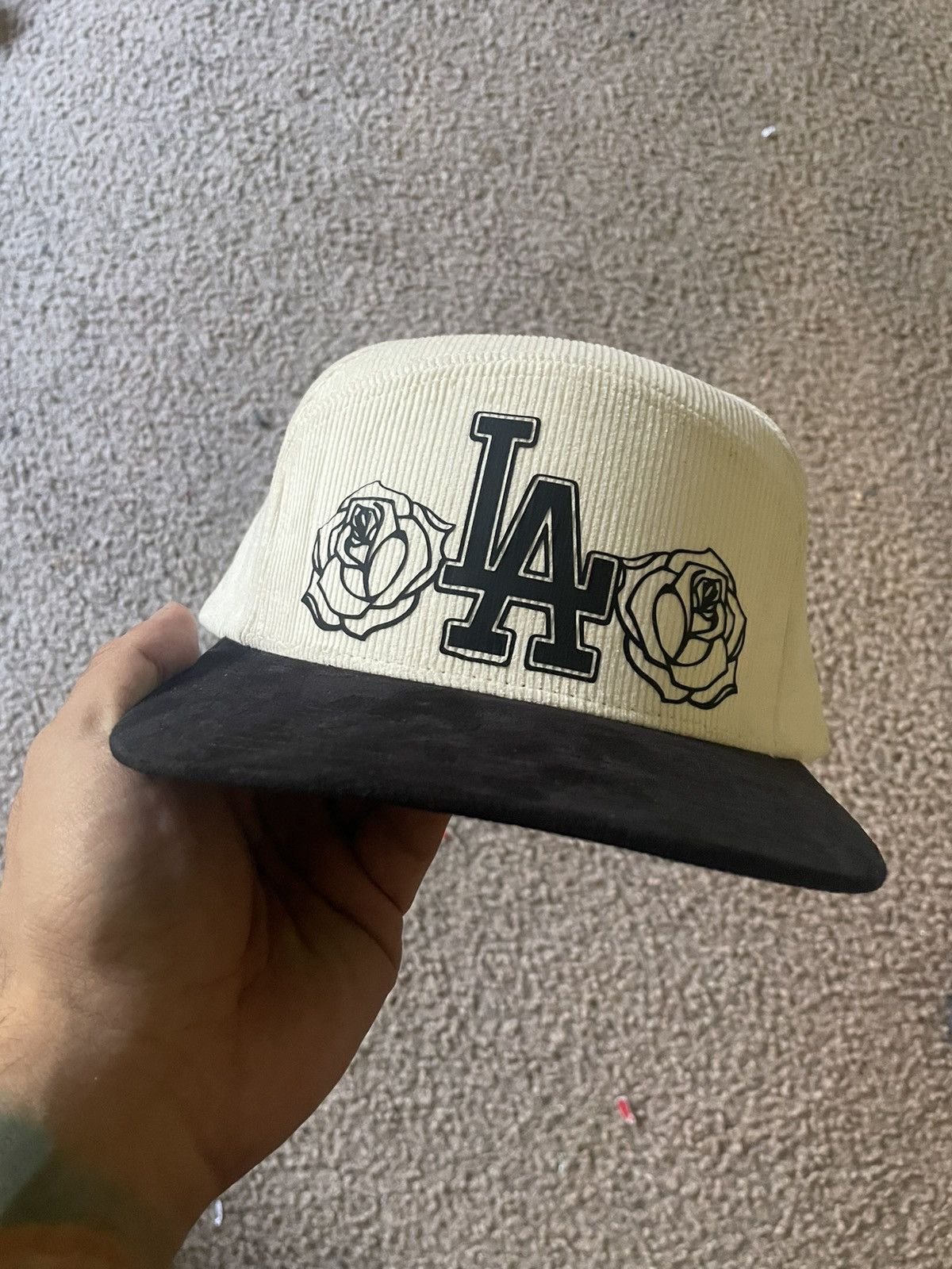 Other Los Angeles Dodgers Rose White Corduroy Snapback Custom Made