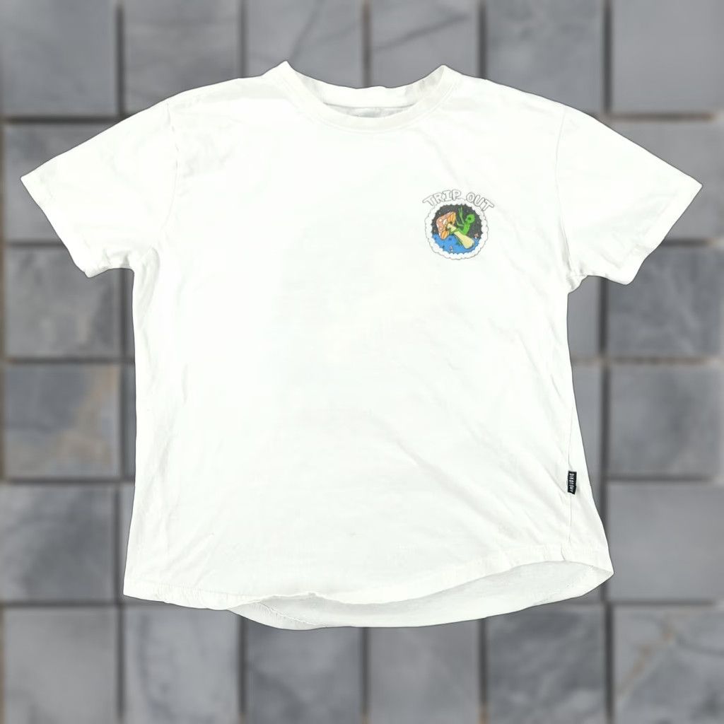 Vintage Dikotomy Shirt Men S Medium White Graphic Print Crew Neck Short Sleeve T Shirt Casual Alien