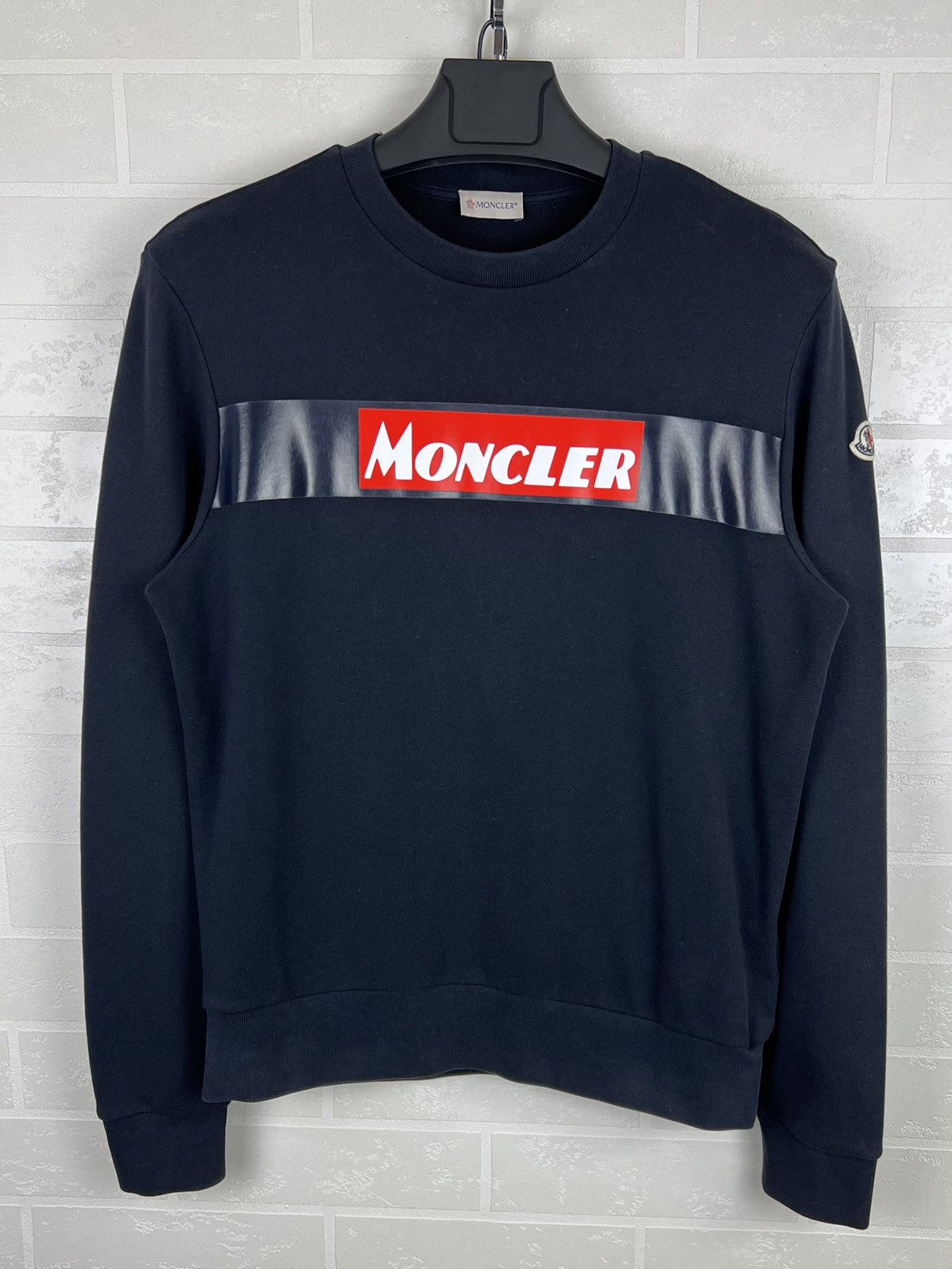 Moncler Sweatshirt Crewneck Cotton Printed Patch Logos Blue T-Shirts, Hoodie | FlexRushtees.com