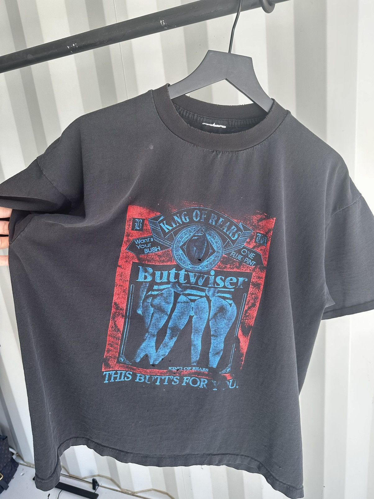 Vintage Buttwiser King Of Rears Tee Thrashed Distressed Erd Grunge Hoodie, Sweatshirt | FlexRushtees.com