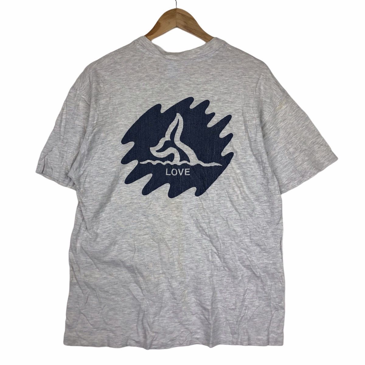 Vintage Blue Whale Love Nature Ocean Tee Shirt World Peace