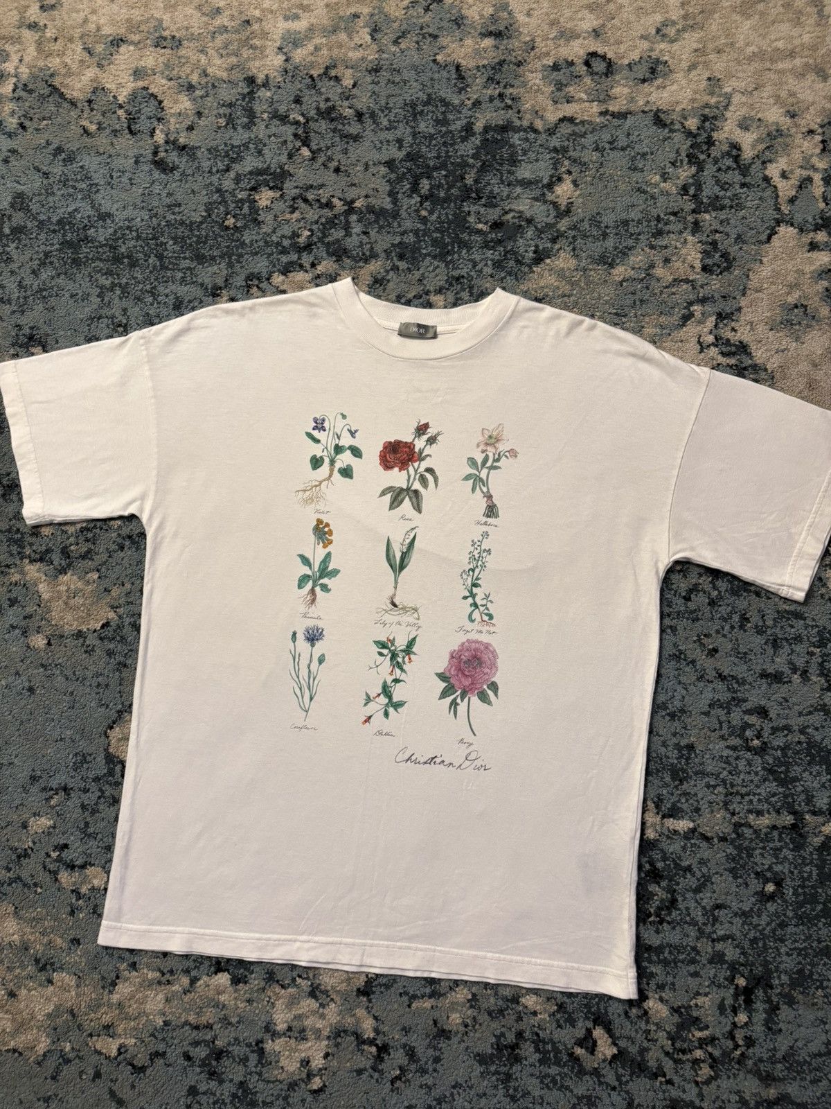 Dior Flower Plant Print T Shirt Size Medium Worn Lightly Hoodie, Sweatshirt | FlexRushtees.com
