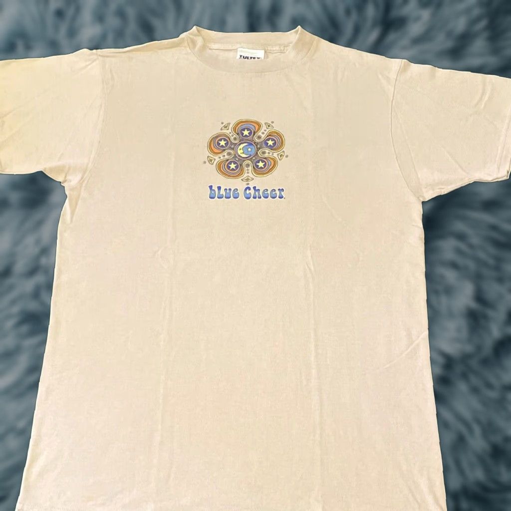 Tultex Vintage 90s Blue Cheer Psychedelic Rock Band Tee Shirt Mens Size M Beige T Shirt Short Sleeve