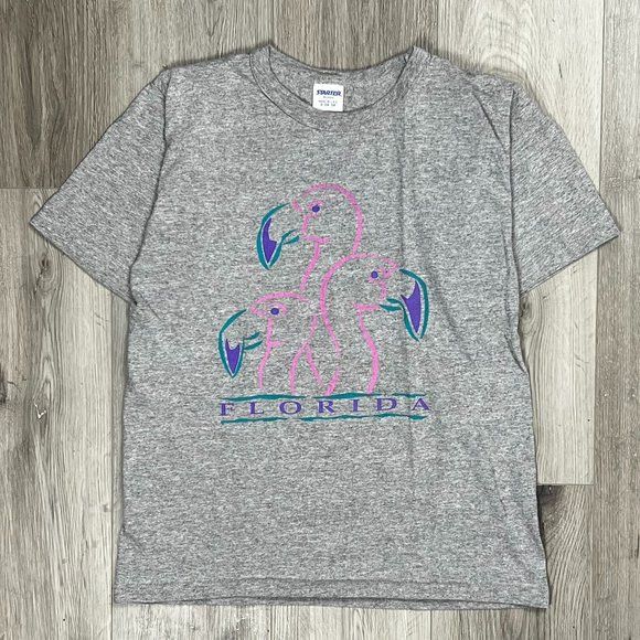 Vintage 1990s Starter Made In Usa Florida Grey Small T Shirt