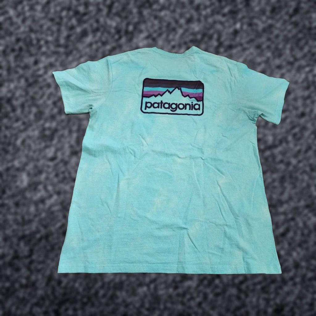 Patagonia T Shirt Mens Xxl Responsibili Tee Distressed Tie Dye Blue Mountain Logo Short Sl
