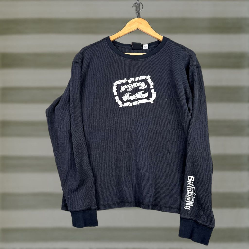 Vintage Billabong Men S Thermal Waffle Graphic T Shirt Xl Long Sleeve Black Fall Winter Se
