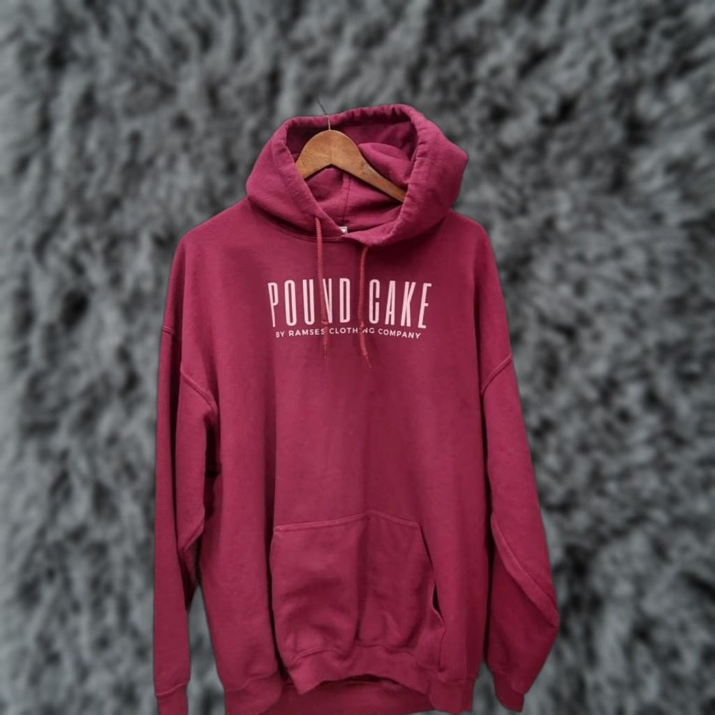 Vintage Pound Cake Hoodie Mens Xl Burgundy Red Front Pocket Mot Inspirational Quote Back Kangaroo Po T-Shirts, Sweatshirt