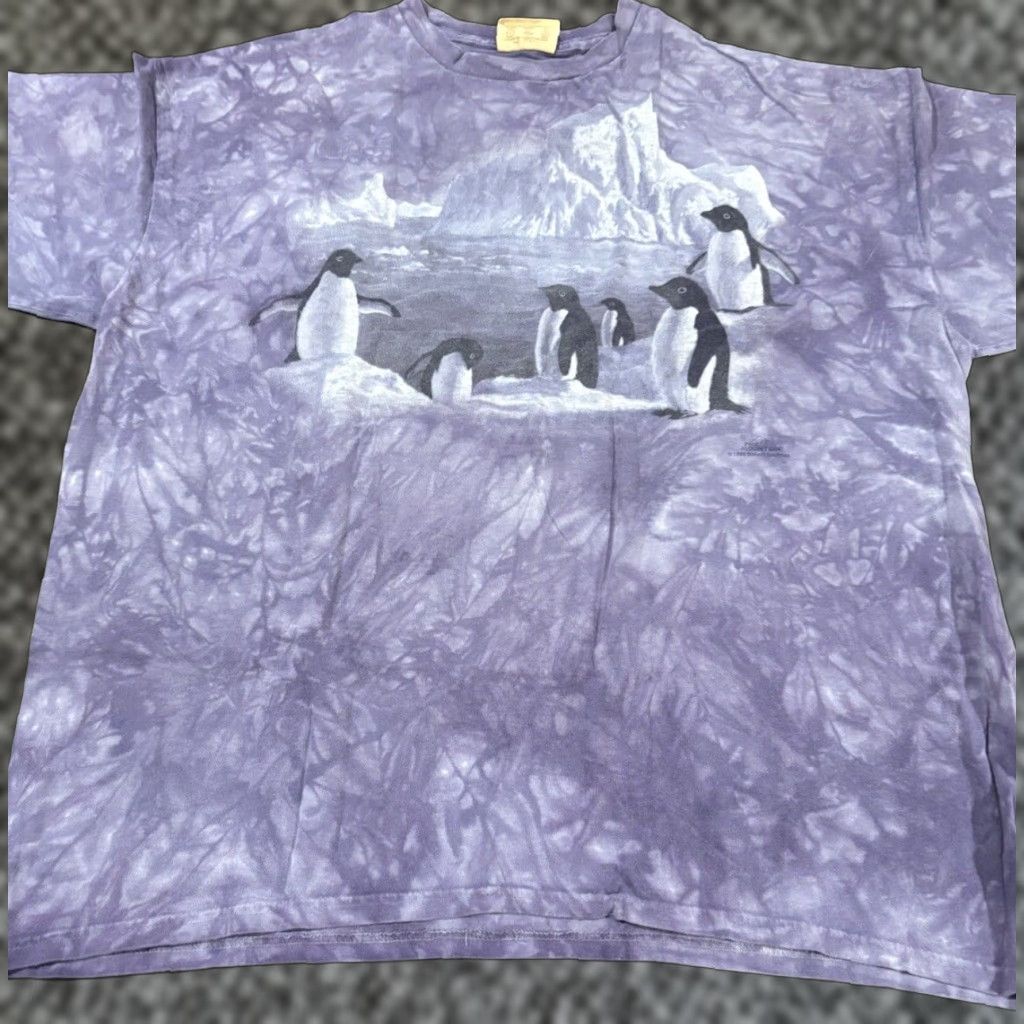Mountain Vintage The Mountain T Shirt Men Xl Purple Tie Dye Penguin 90s Usa Made