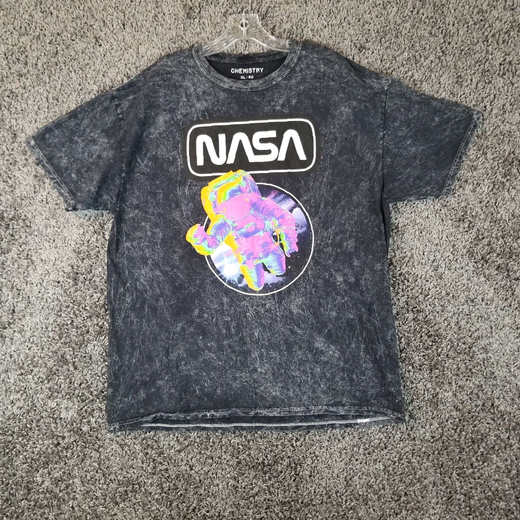 Nasa Multicolored Astronaut Chemistry Mens Short Sleeve Black T Shirt Adult Xl