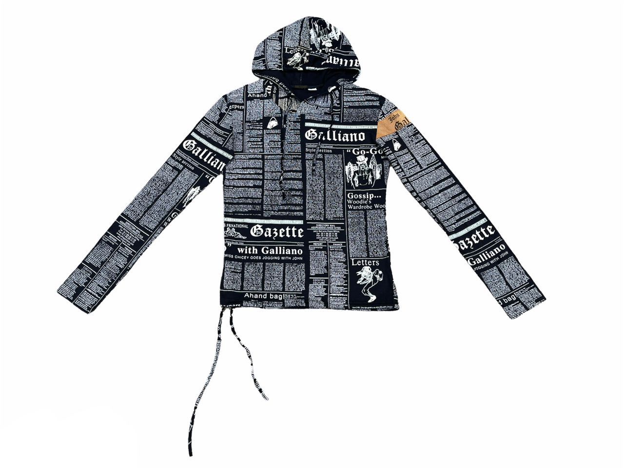 Galliano John Galliano Newspaper Printed Hoodie T-Shirts, Sweatshirt | FlexRushtees.com