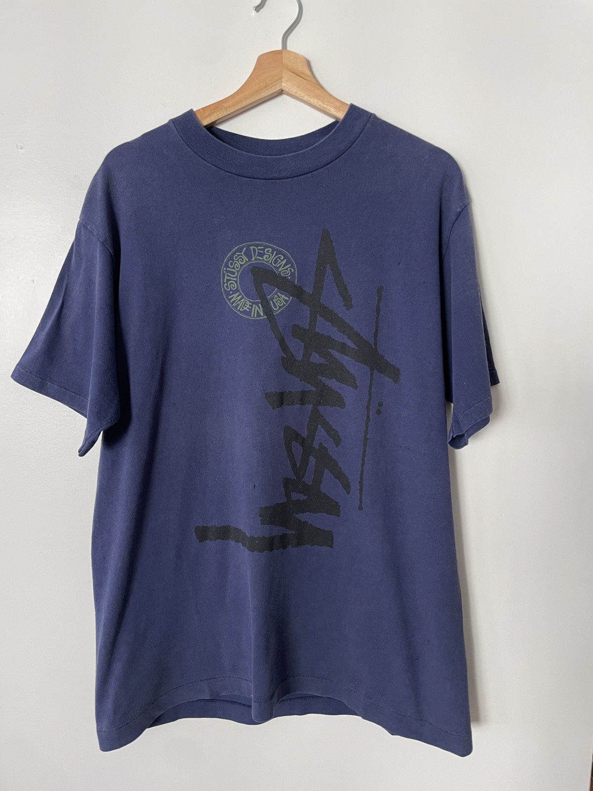 Vintage 90s Faded Navy Stussy Tee Hoodie, Sweatshirt | FlexRushtees.com