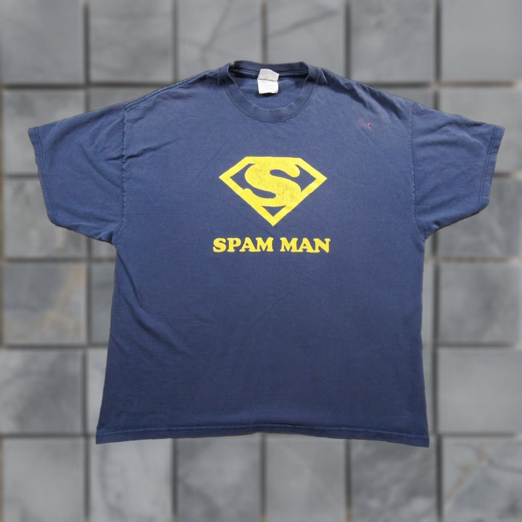 Vintage Spam Man Shirt Mens Xl Blue Graphic Tee Hukilau Short Sleeve Port And Company T Shir Hoodie, Sweatshirt