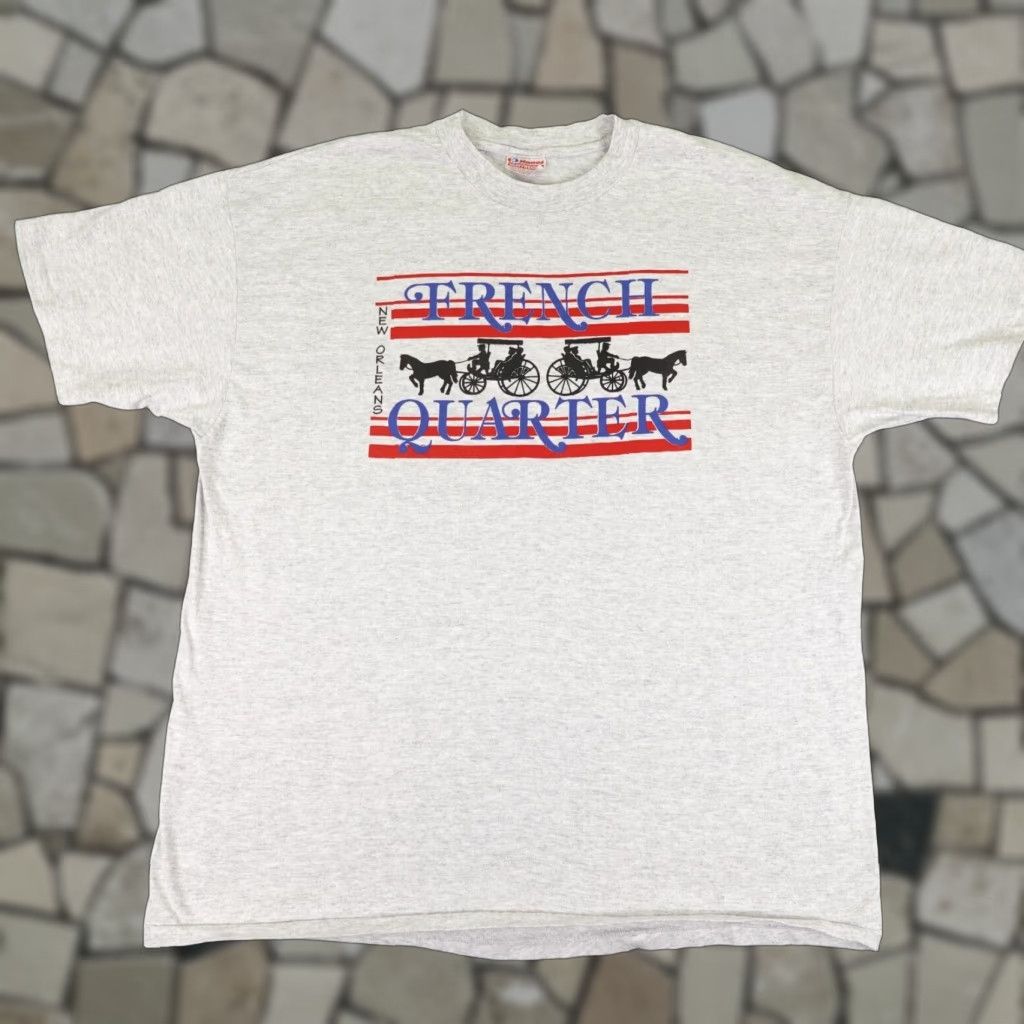Vintage Hanes French Quarter T Shirt Mens 2xl Gray Graphic Print 90s Nola Hoodie, Sweatshirt | FlexRushtees.com