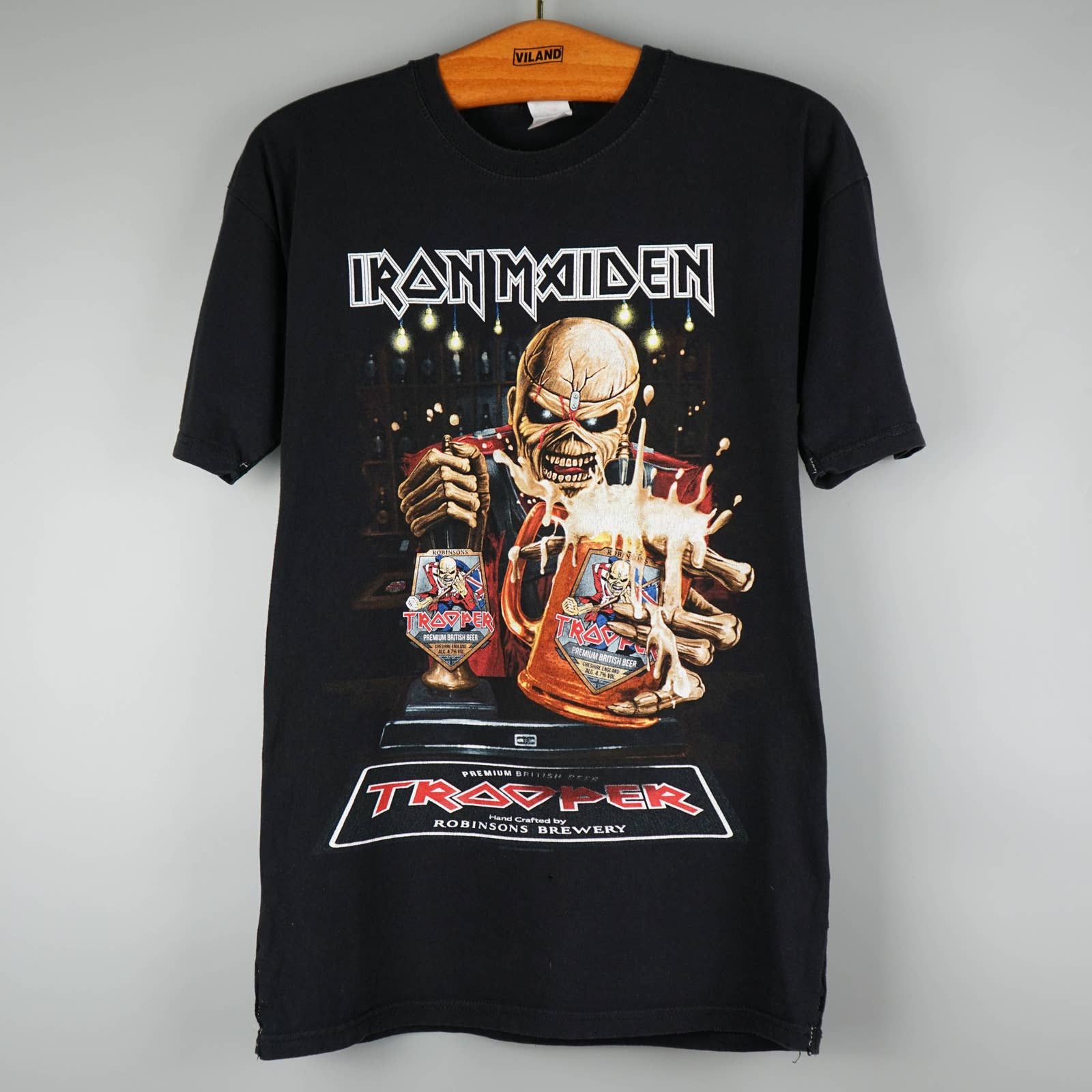Vintage 2017 Iron Maiden Trooper Beer T Shirt Thrashed Hoodie, Sweatshirt | FlexRushtees.com