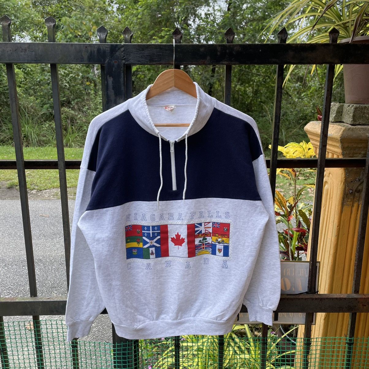 Vintage Niagara Falls Canada Flag Half Zipper Sweatshirts