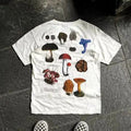 Vintage White Street Fashion Retro Mushroom Print T Shirt