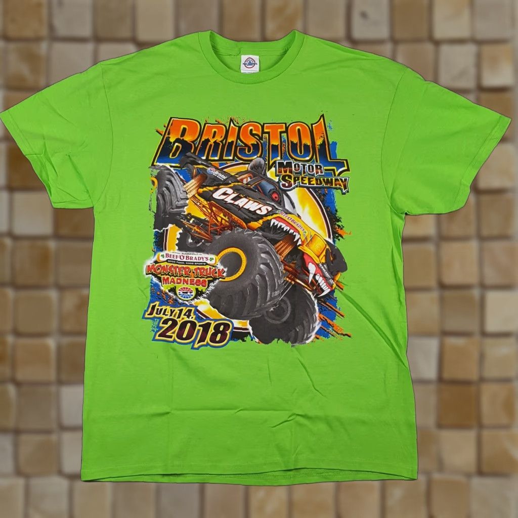 Delta Monster Truck Madness Bristol Nascar Racing Size L Green Retro T Shirt Claws Brand Delta Size Hoodie, Sweatshirt