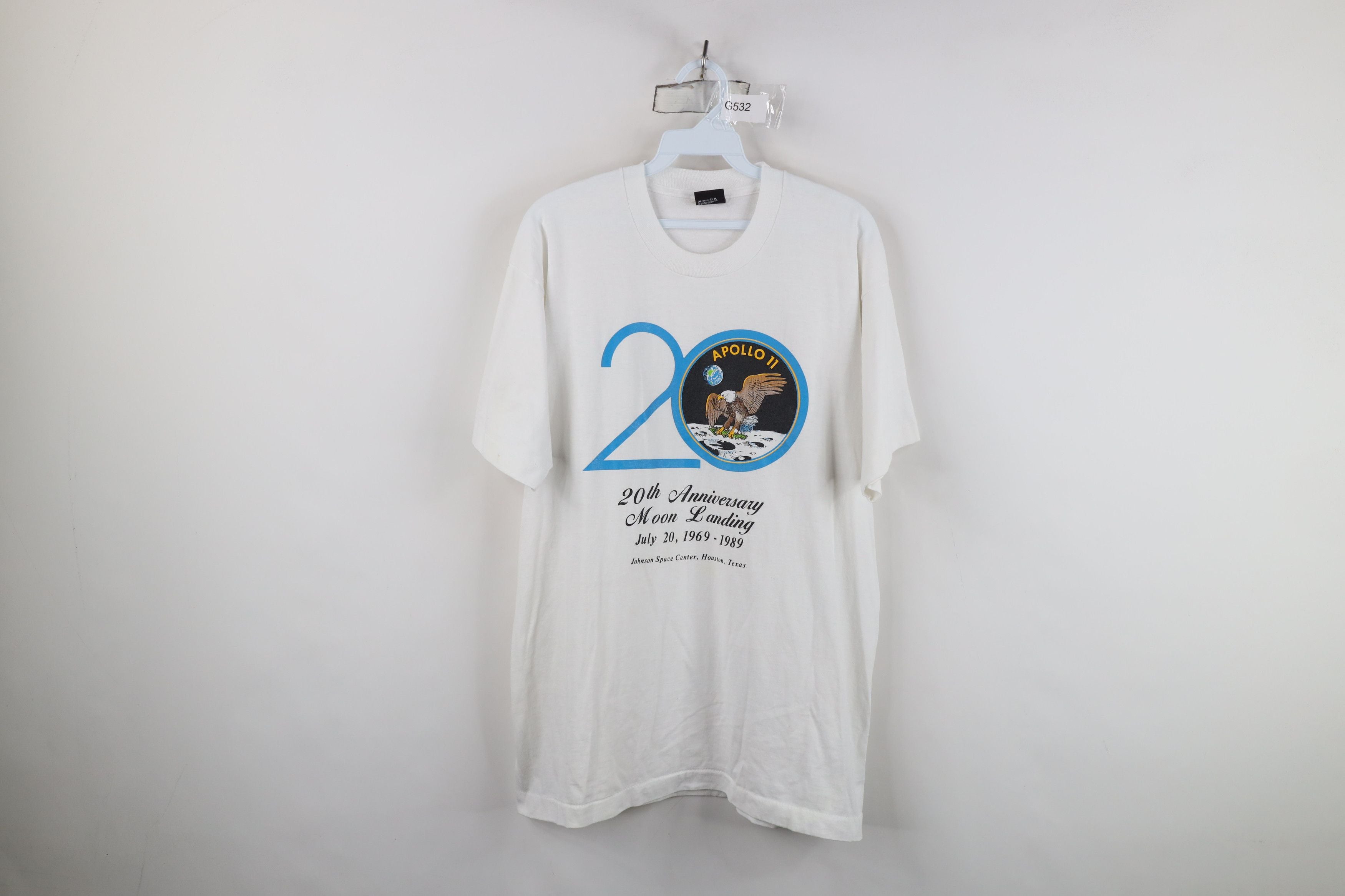 Vintage 80s 20th Anniversary Apollo 11 Space T Shirt Usa