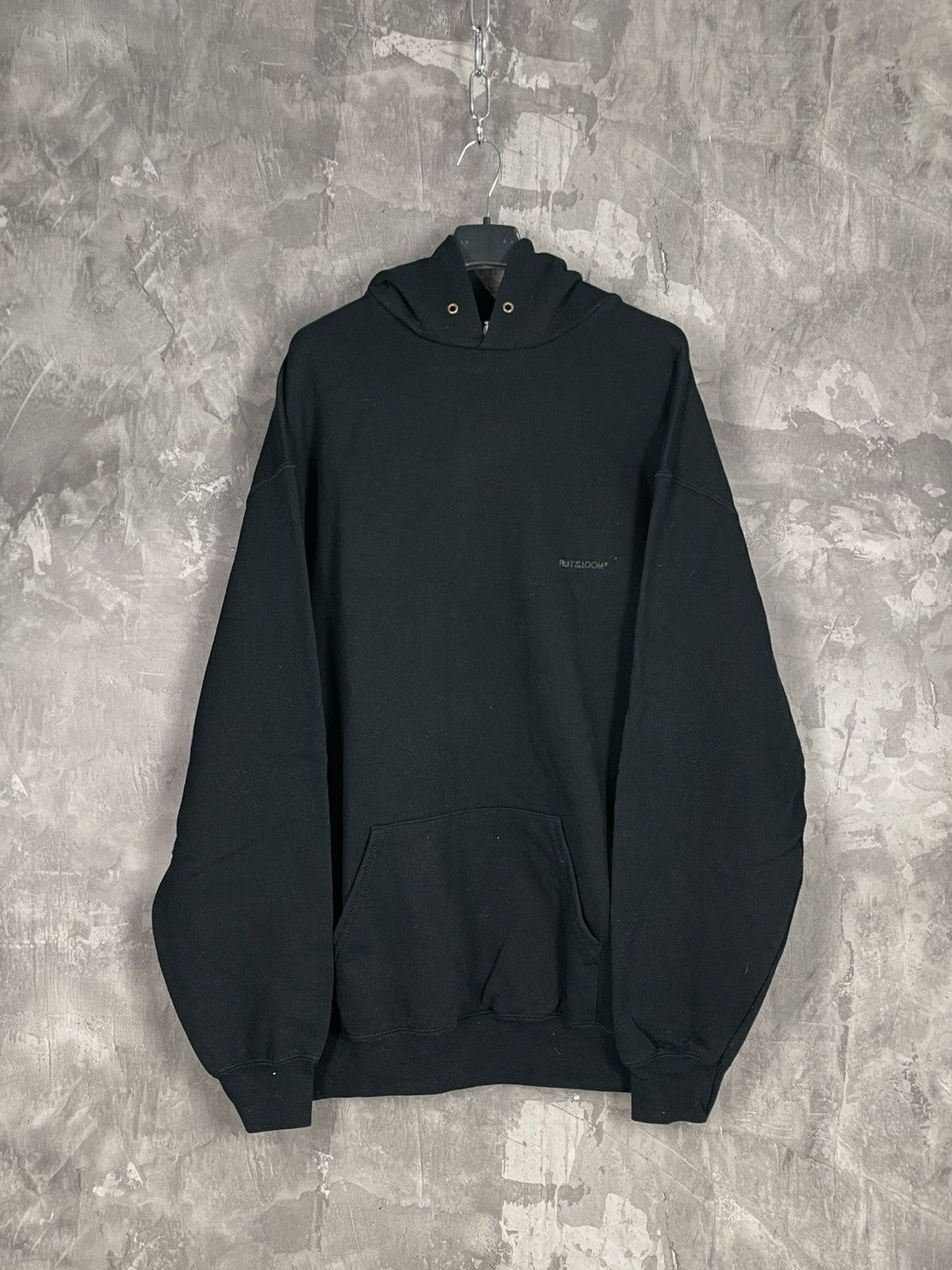 Vintage 90s Fruit Of The Loom Blank Black Hoodie