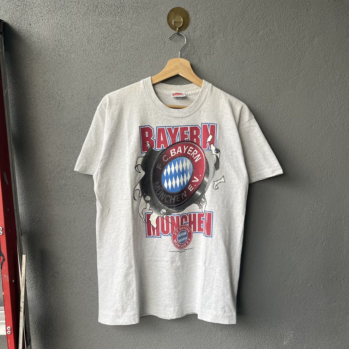 Nutmeg Made In Uk Vintage Bayern Munich Fullprint Grey T Shirt Hoodie, Sweatshirt | FlexRushtees.com